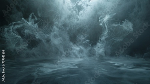 Dark interior, saturated with swirls of smoke: conceptual implementation
