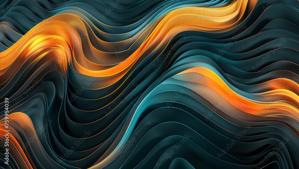 Fototapeta premium Abstract computer-generated wavy lines creating a dynamic and fluid visual composition.