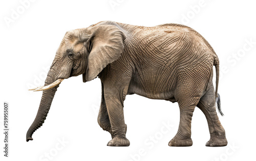 Capturing the African Wildlife Elephant Silhouette Isolated on Transparent Background PNG.