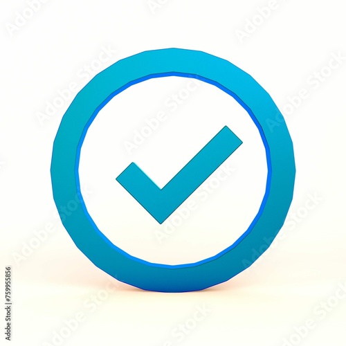 Check Mark Circle Front Side White Background