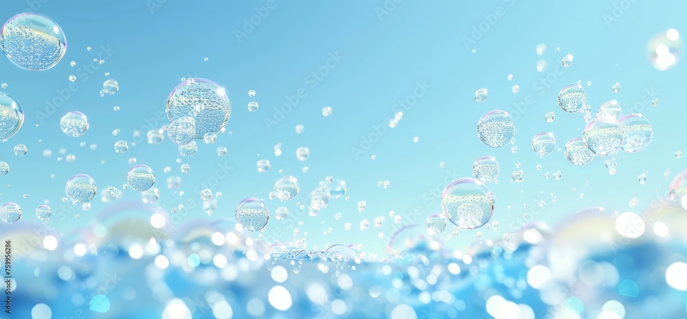Numerous bubbles of various sizes floating freely in the air.