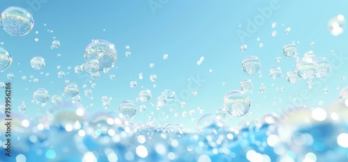 Numerous bubbles of various sizes floating freely in the air.