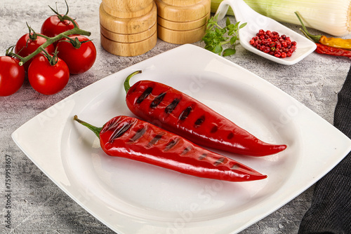 Grilled red spicy pepper snack