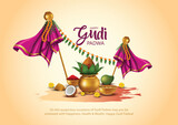 Happy Gudi Padwa with decorated background of celebration of India. abstract vector illustration design