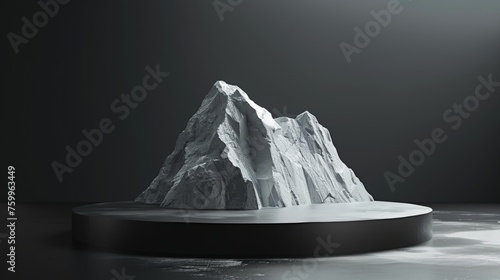 A towering iceberg stands out starkly against a black and white backdrop, showcasing the stark beauty of the icy landscape.