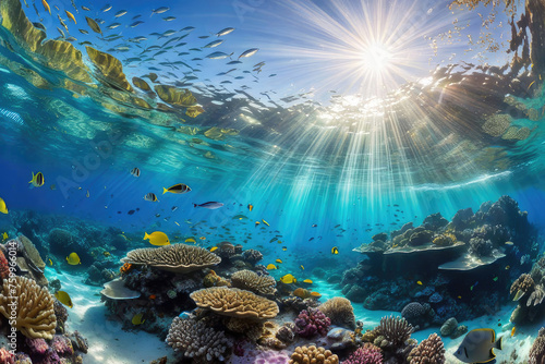 Coral reef and sea under water wild life  ocean fish  diving