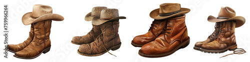 Hat and Boots clipart collection, symbol, logos, icons isolated on transparent background