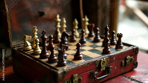 a chess board with a black and white chess