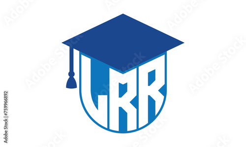 LRR initial letter academic logo design vector template. school college logo, university logo, graduation cap logo, institute logo, educational logo, library logo, teaching logo, book shop, varsity	
 photo