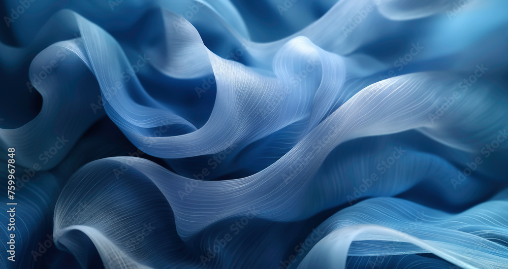Fototapeta premium Abstract background gradient blue silk texture and close-up of textile fibers for wallpaper or background design.