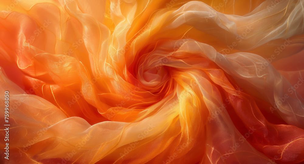Abstract background gradient orange silk texture and close-up of textile fibers for wallpaper or background design.