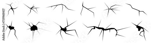 Set with crack eggs or glass effect in black color