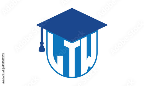 LTW initial letter academic logo design vector template. school college logo, university logo, graduation cap logo, institute logo, educational logo, library logo, teaching logo, book shop, varsity	
