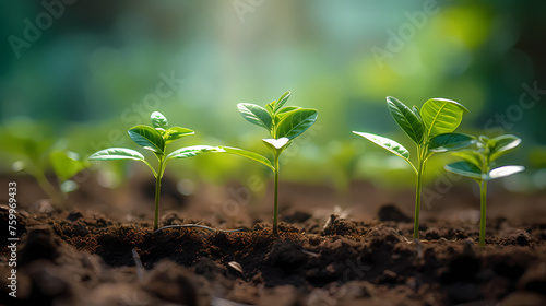 The elegance of nature, small plants growing in the ground