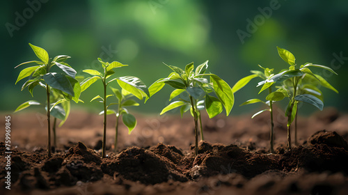 The elegance of nature, small plants growing in the ground