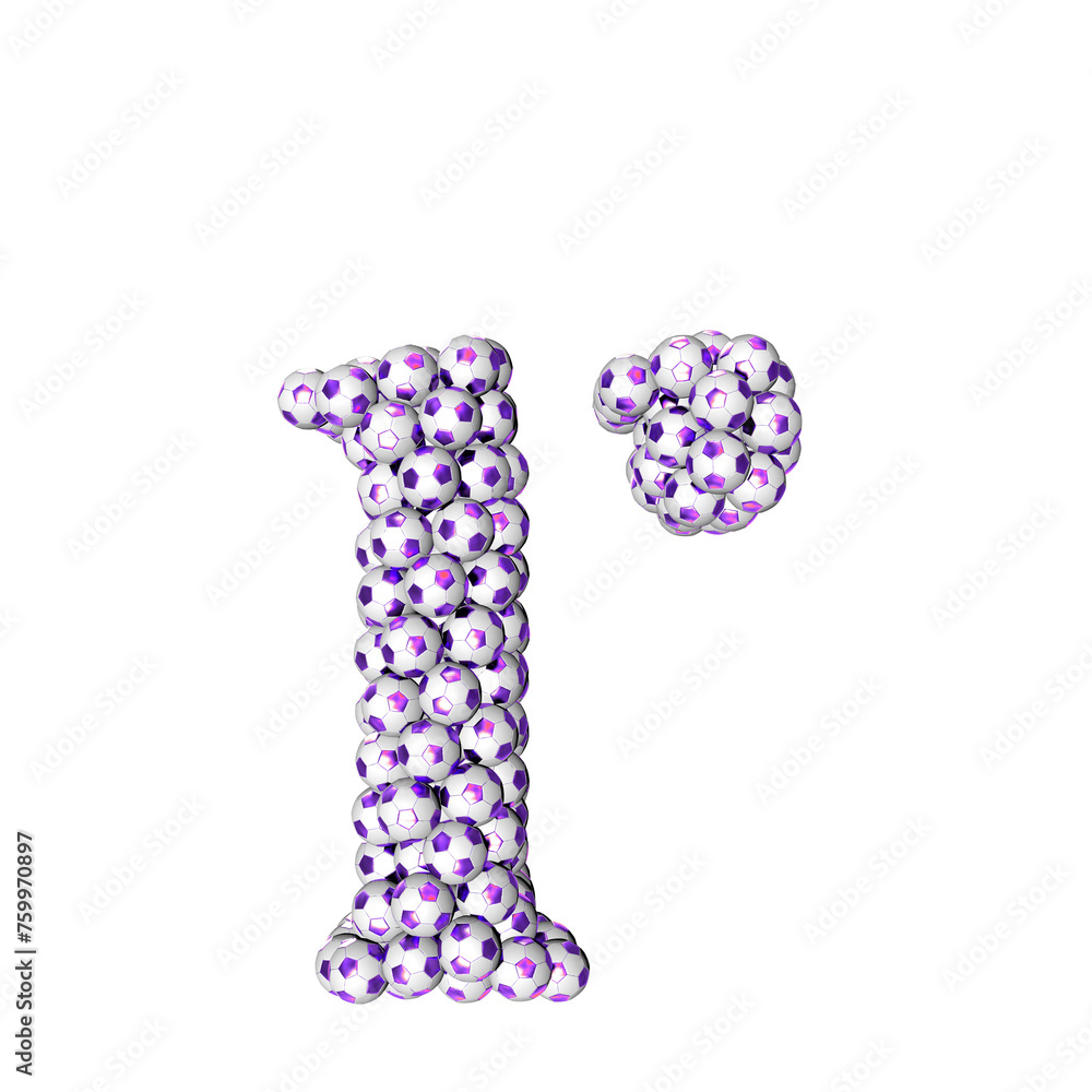 Obraz premium Symbols made from purple soccer balls. letter r