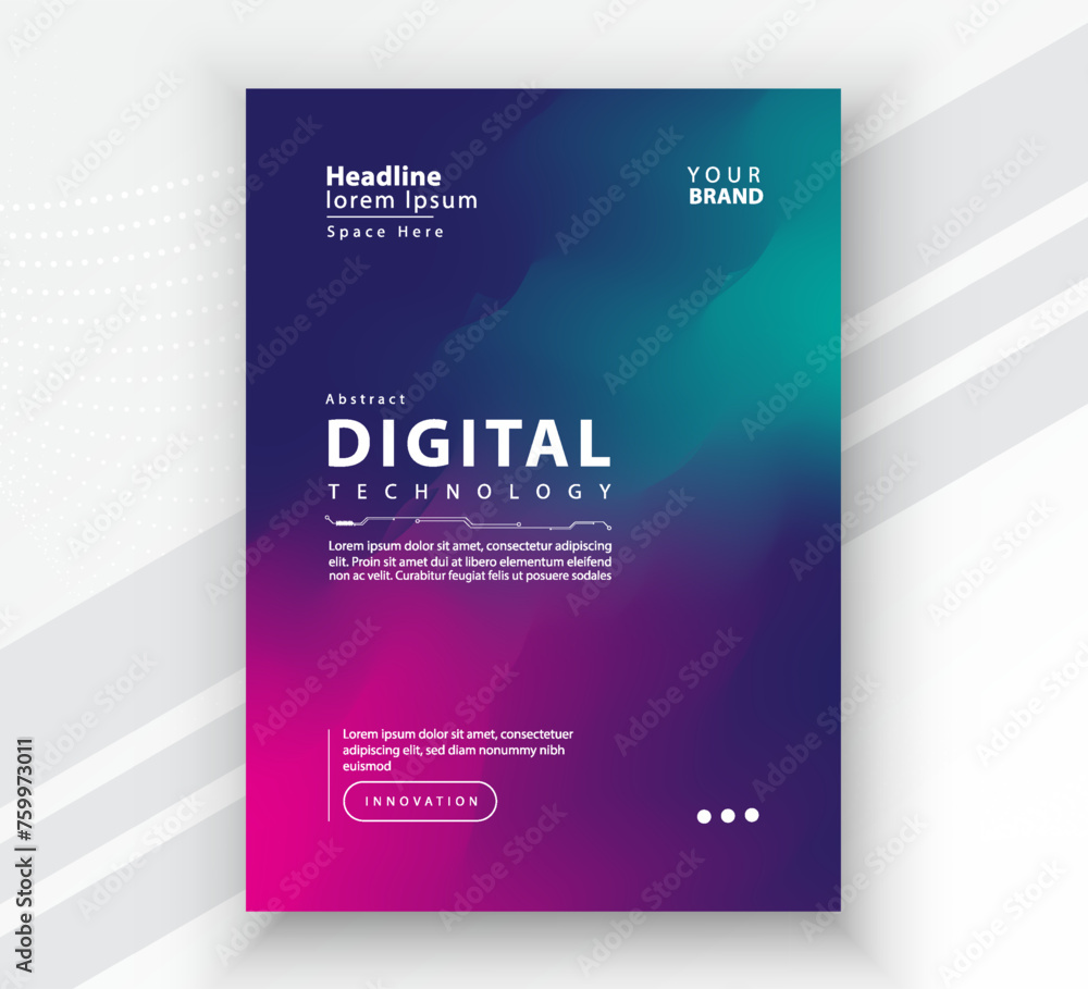 Poster brochure cover banner presentation layout template, Technology digital futuristic internet network connection colorful background, Abstract cyber future tech communication, Ai big data science