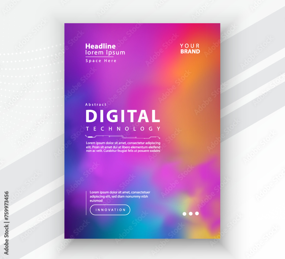 Poster brochure cover banner presentation layout template, Technology digital futuristic internet network connection colorful background, Abstract cyber future tech communication, Ai big data science