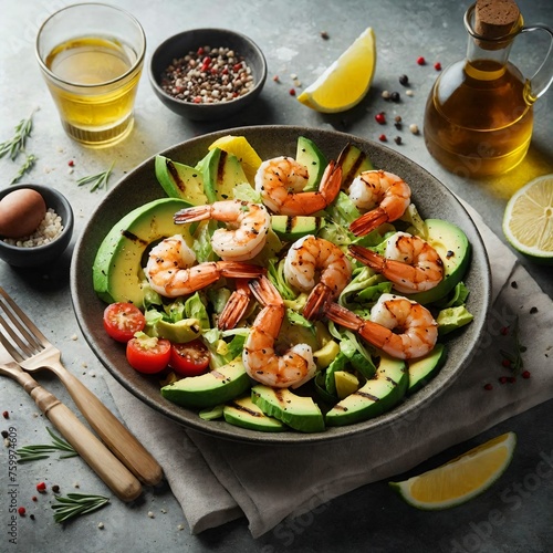 Summer on a plate! Grilled shrimp and creamy avocado tossed in a refreshing citrus vinaigrette.