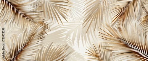 3d render, palm leaves hanging down wallpaper background with copy space in pastel tones. AI generated illustration
