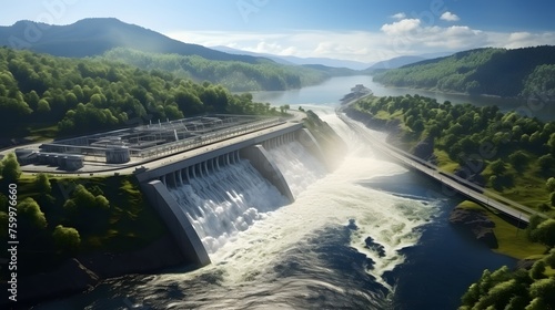 Hydroelectric power dam on a river