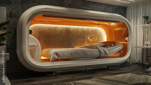 futuristic Bed space capsule hotel  © YarikL