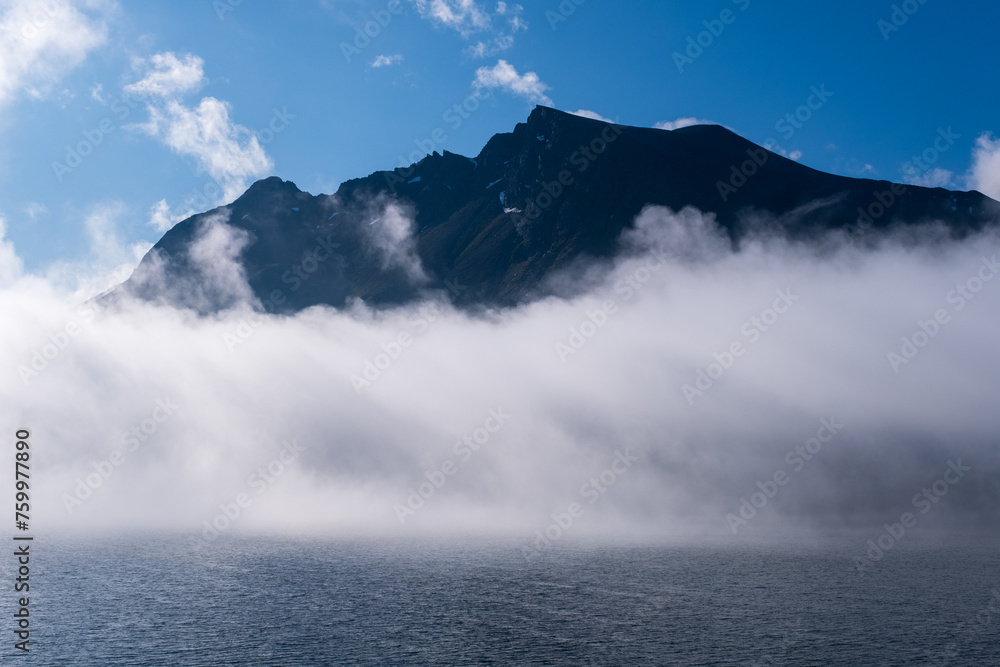 Panoramic view on the fjord near Tromso city