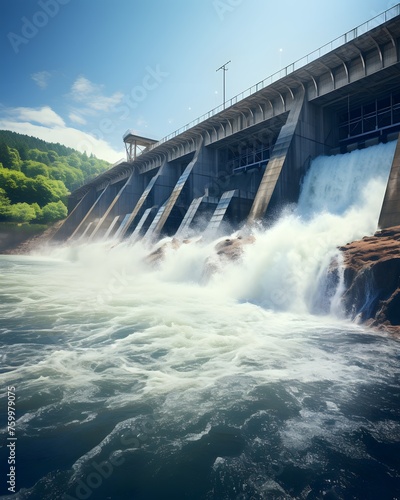 Hydroelectric power dam on a river