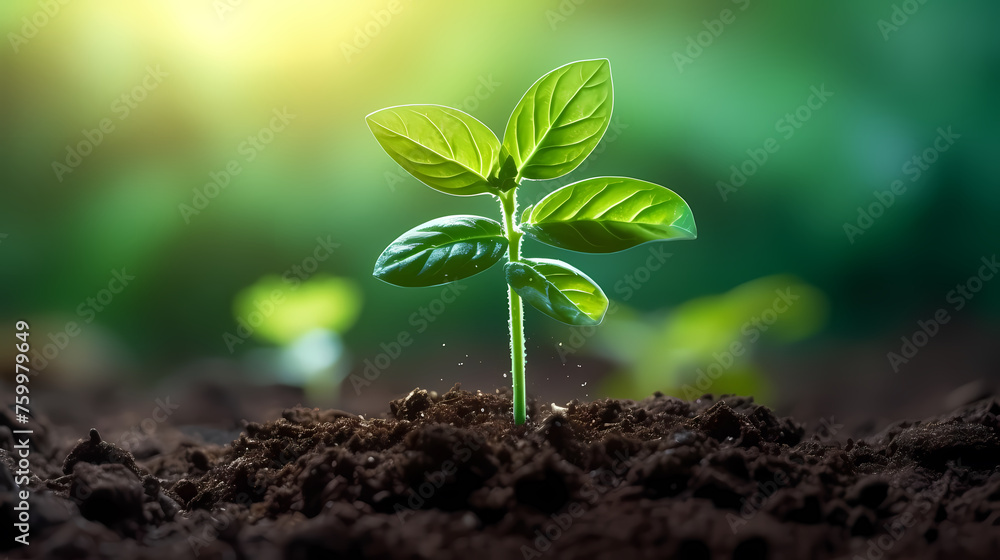 Seedlings sprout in fertile soil, new growth Seedlings sprout in fertile soil, new growth
