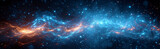 Banner of blue and orange galaxy with a lot of stars