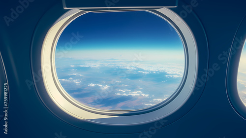 Admire the peaceful cloudscape through the airplane window