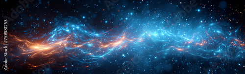 Banner of blue and orange galaxy with a lot of stars