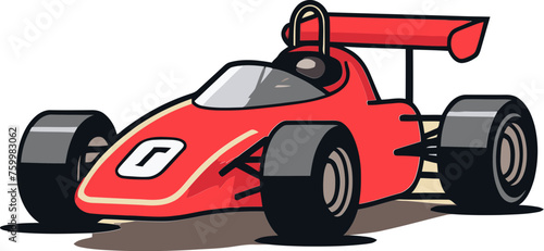 Formula Car Vector Illustration with Detailed Tire Treads