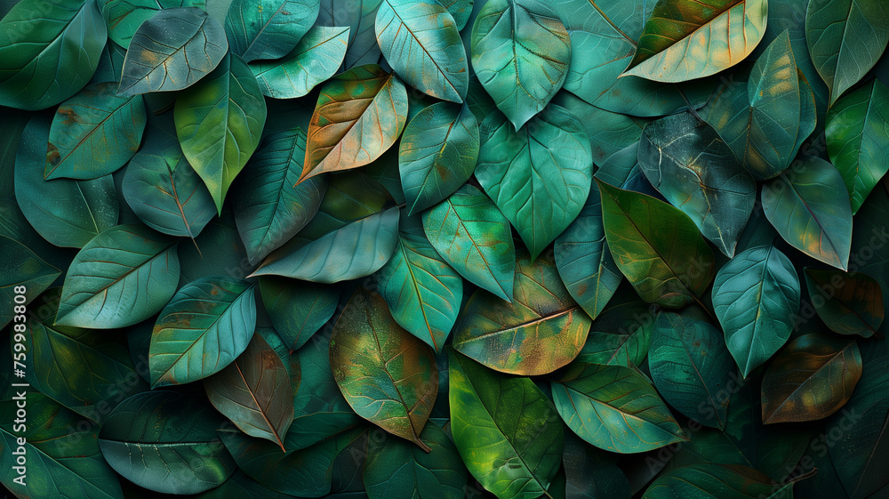 Obraz premium A close up of green leaves with some brown spots
