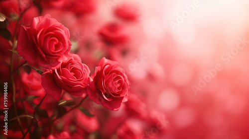 Red roses background  Many red flowers on a blurred background.
