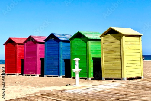 Casitas de colores en la playa photo