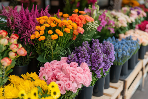 Wallpaper Mural Colorful Assortment of Fresh Flowers at a Local Market Torontodigital.ca