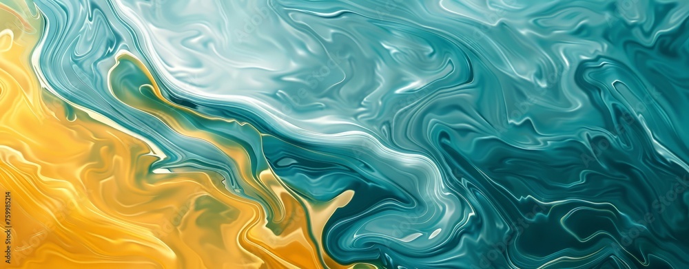 Fototapeta premium A close-up view of a modern cell phone against a vibrant blue and yellow background.