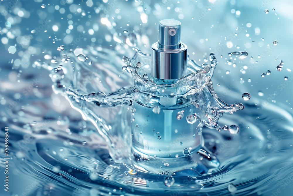 Water Texture With Splashes Featured On Cosmetic Bottle Water Texture With Splashes Featured On Cosmetic Bottle