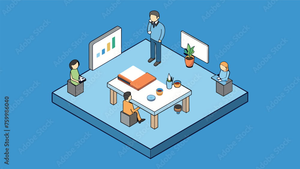 flat 3d isometric vector business office life tea 6.eps