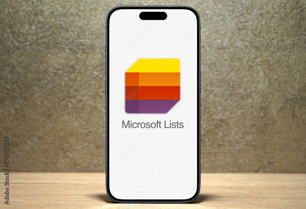 Microsoft lists logo is displayed on a modern smartphone list