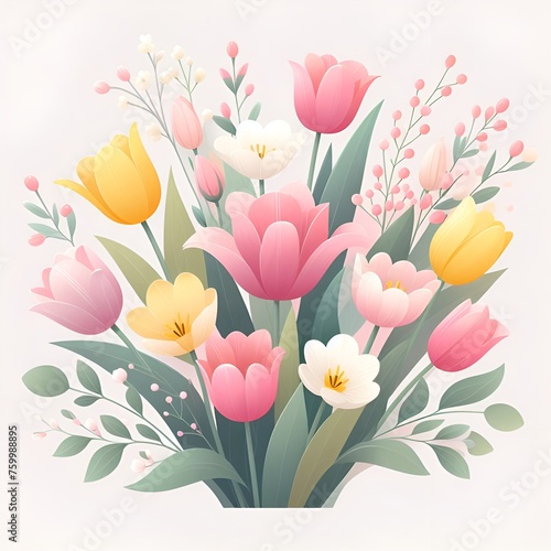 Tulips in watercolor style  isolated transparent background  design element for greeting cards.