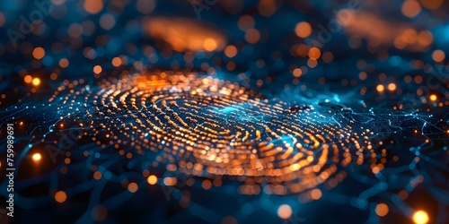 Enhancing identification and forensics background through digital fingerprint scanning with glowing lights. Concept Identification, Forensics, Fingerprint Scanning, Glowing Lights photo