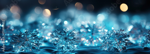Snowflakes on blue bokeh background © JM Nimhas