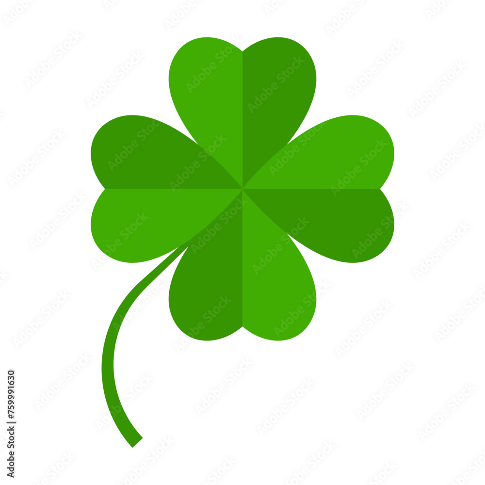 Flat shamrock icon. Clover four leaves logo. Green floral symbol. Flat shamrock icon. Clover four leaves logo. Green floral symbol.