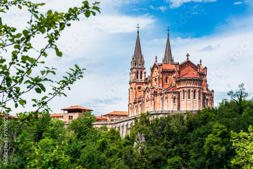 Basilica of Santa Maria la Real de Covadonga, rear view of the temple, Cangas de Onis, Asturias.