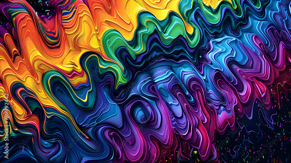 lines, creating an immersive experience reminiscent of a music festival rave, set against a deep black background lines, creating an immersive experience reminiscent of a music festival rave, set against a deep black background
