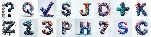 Liquid 3D Lettering Typeface. AI generated illustration