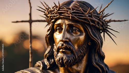 portrait of jesus with crown of thorns