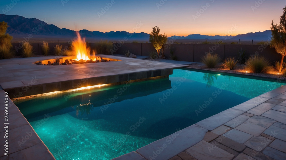Custom swimming pool and outdoor living area
